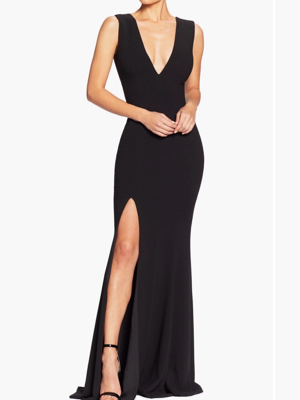 Dress the Population Black Sleeveless V-Neck Maxi Dress